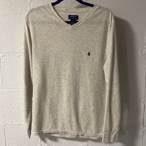 Polo By Ralph Lauren Cream V-Neck Long Sleeve Like New
